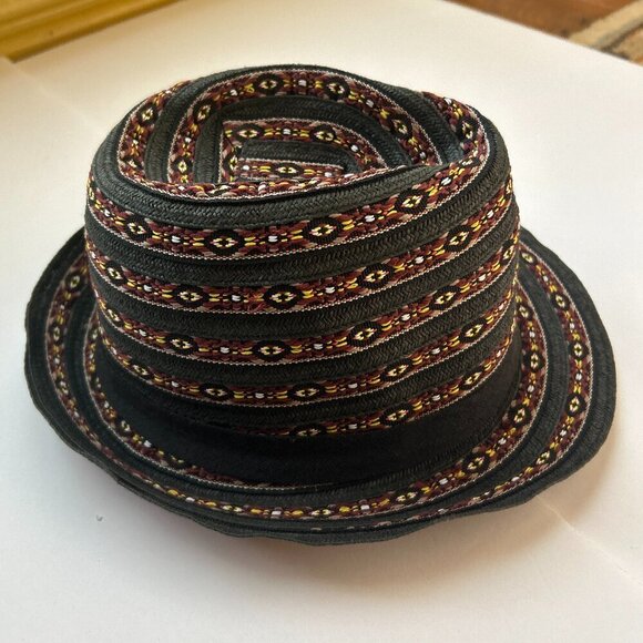 Archibald SZ M Dark Brown Striped Bucket/Fedora Hat Academia Preppy Vintage Ins - Picture 2 of 5